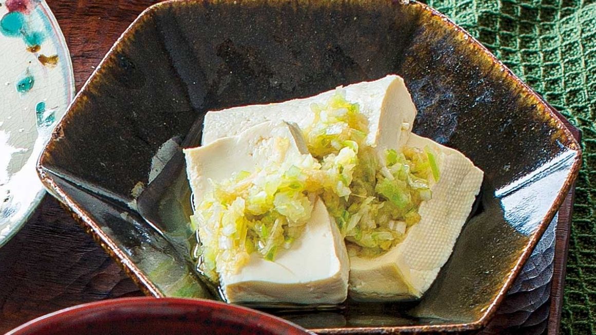蒸し豆腐のねぎしょうがだれ