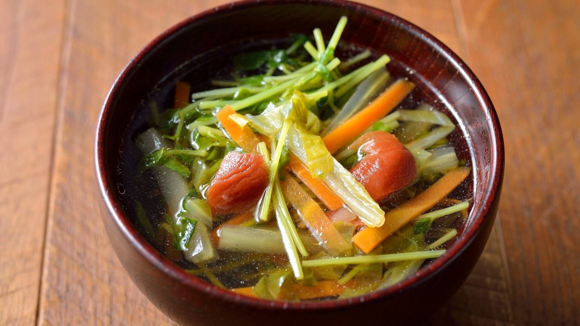 千切り野菜の梅スープ