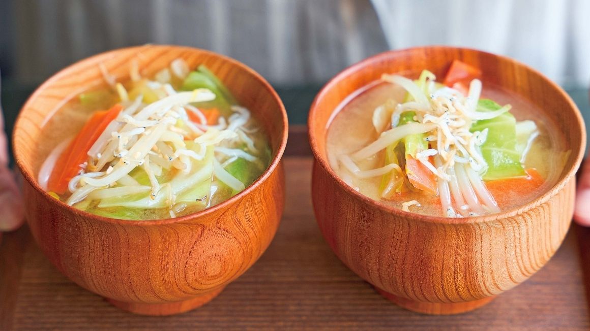 じゃこと野菜炒めのだしいらずみそ汁