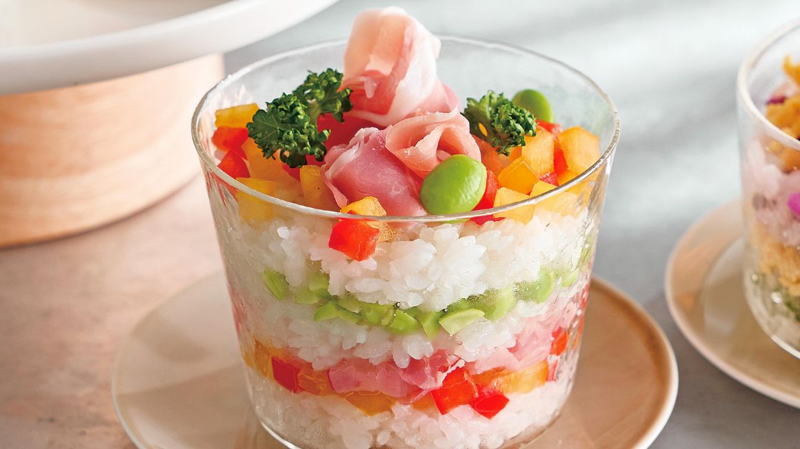 パプリカと枝豆のカップちらし寿司