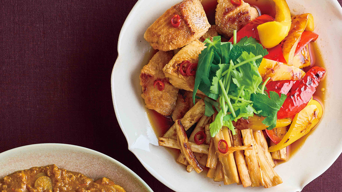 ぶりとたたきごぼうの南蛮漬け