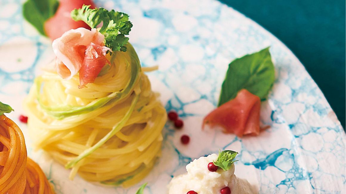 生ハムとアスパラガスのクリームスパゲッティ