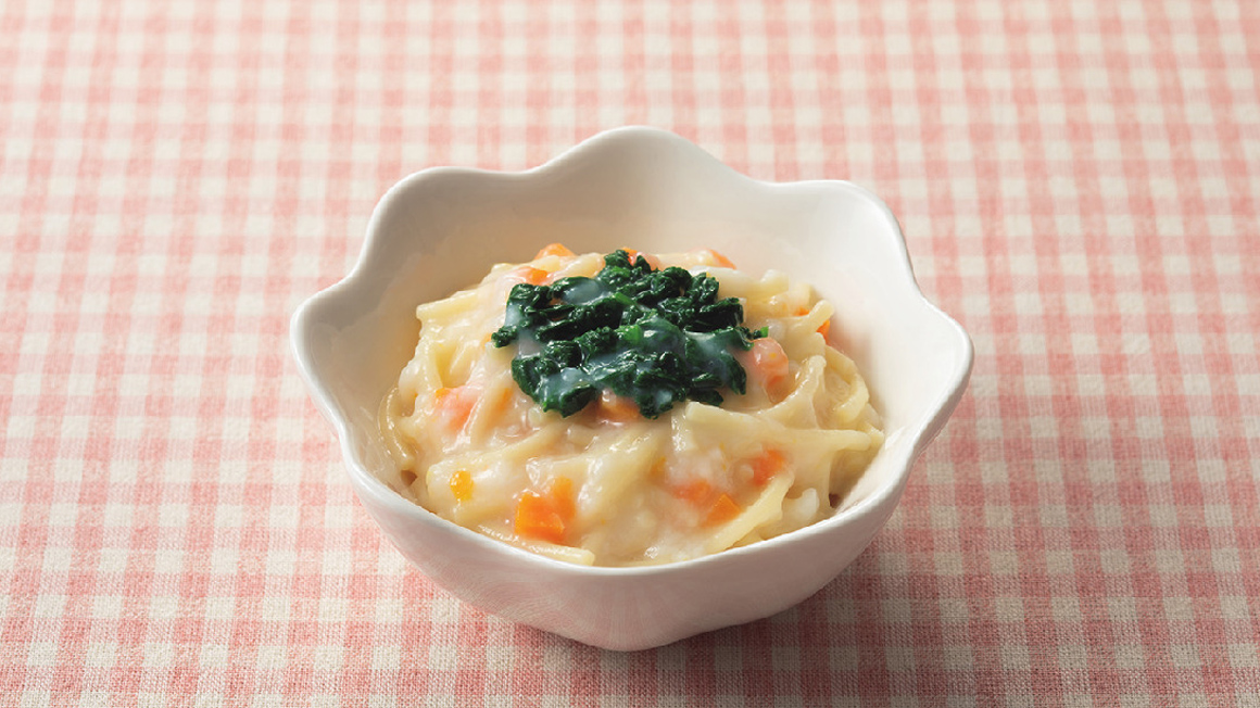 【9～11か月頃から】ほうれん草と野菜のクリームスパゲティ_離乳食レシピ