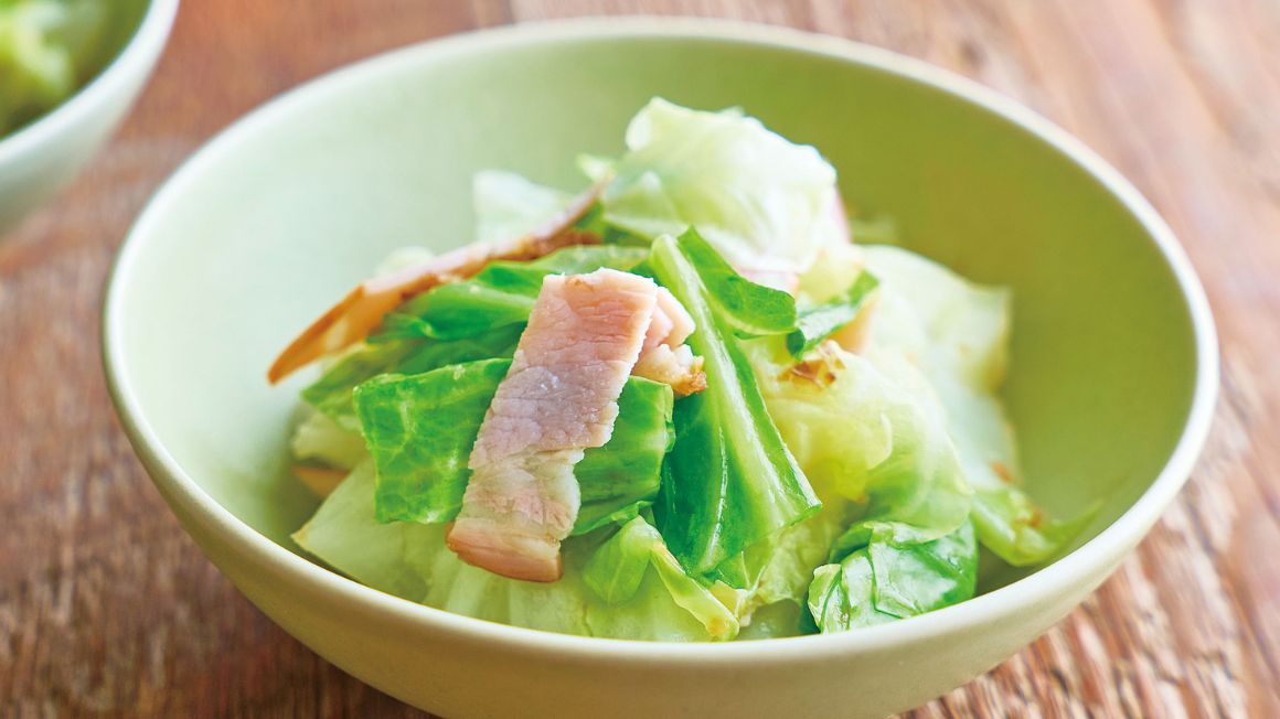 春キャ ベ ツと ハムの煮浸し